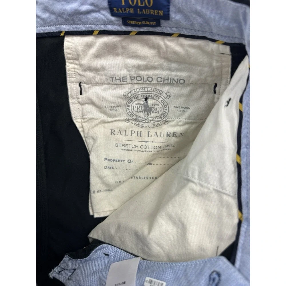 Polo Ralph Lauren Black Polo Chino Pants Mens 33x30 Stretch Straight Fit